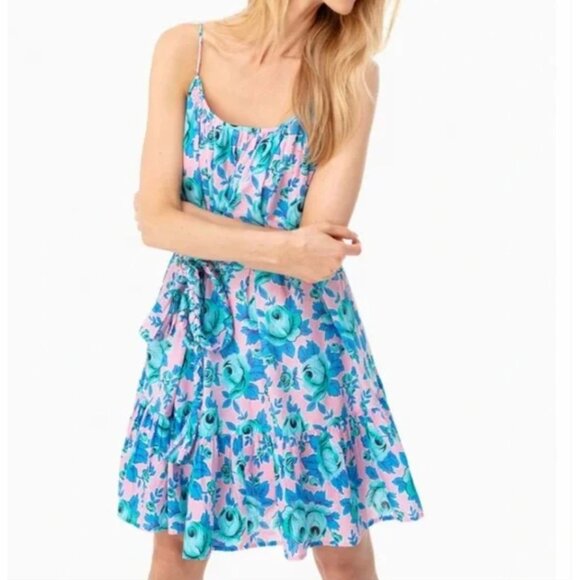 RHODE Nala Pop Floral Pink & Blue Mini Dress - Size S - Picture 2 of 12